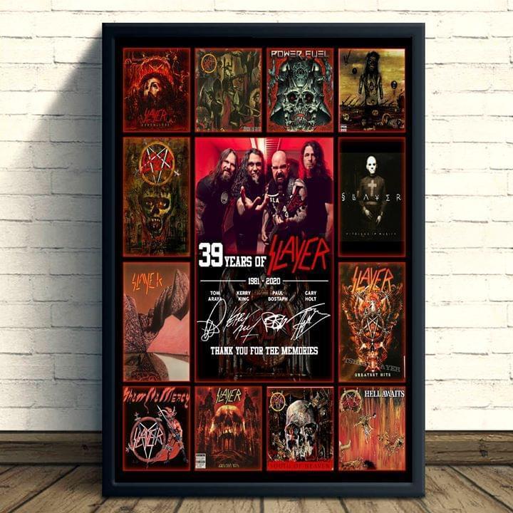 39 Years Of Slayer 1981 2020 Thank You For Memories Band Signed Poster Canvas