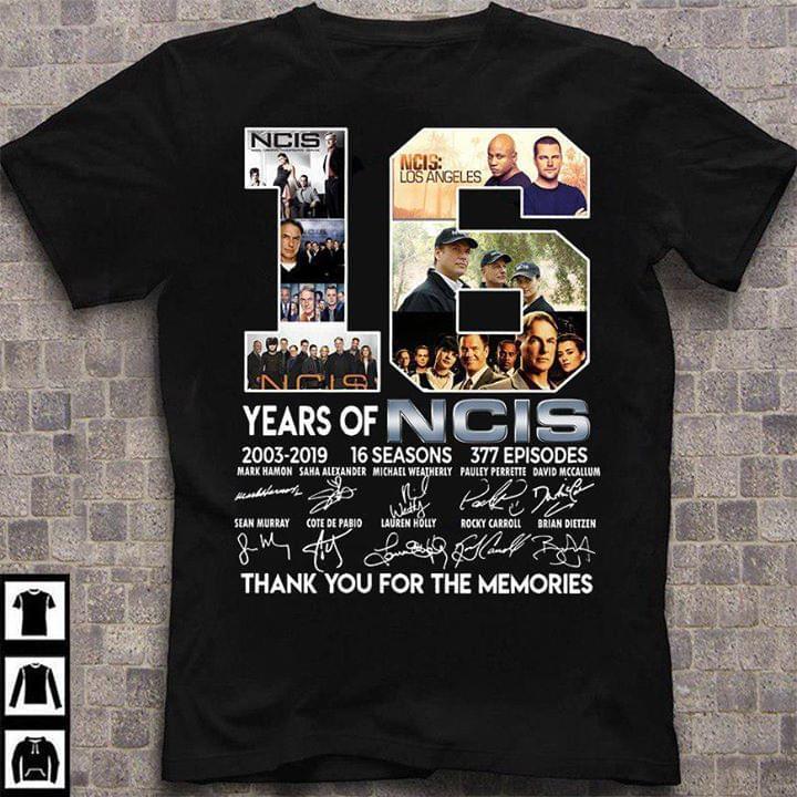 16 Years Of Ncis 2003 2019 16 Season Thank You For Memories Cast Signatures T Shirt