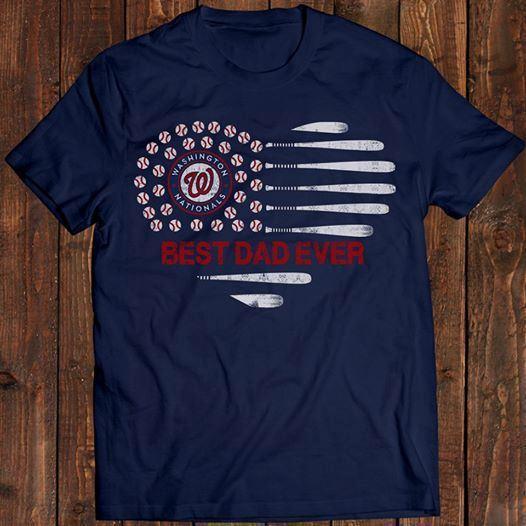Washington Nationals Best Dad Ever Heart Shaped T Shirt
