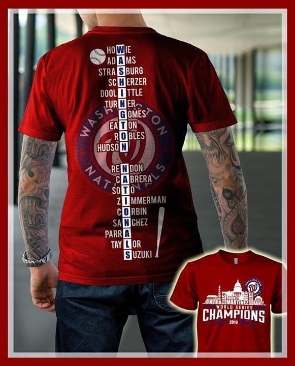 Washington Nationals 2019 World Series Champions All Player Name Typography Name Puzzle Back T Shirt