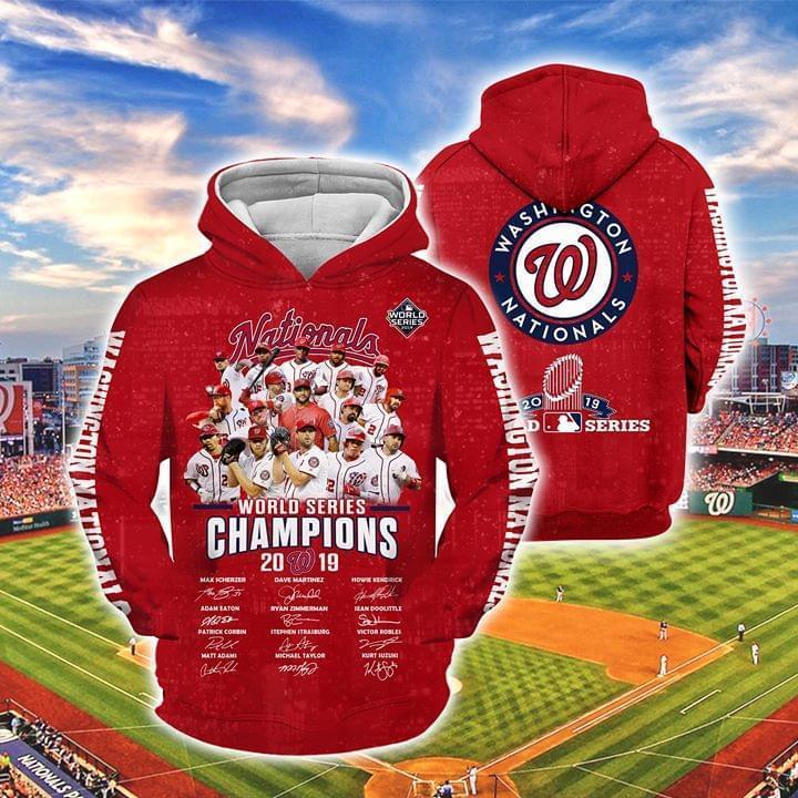 Washington Nationals 2019 Mlb World Series Champions Signed On Fan 3d Hoodie