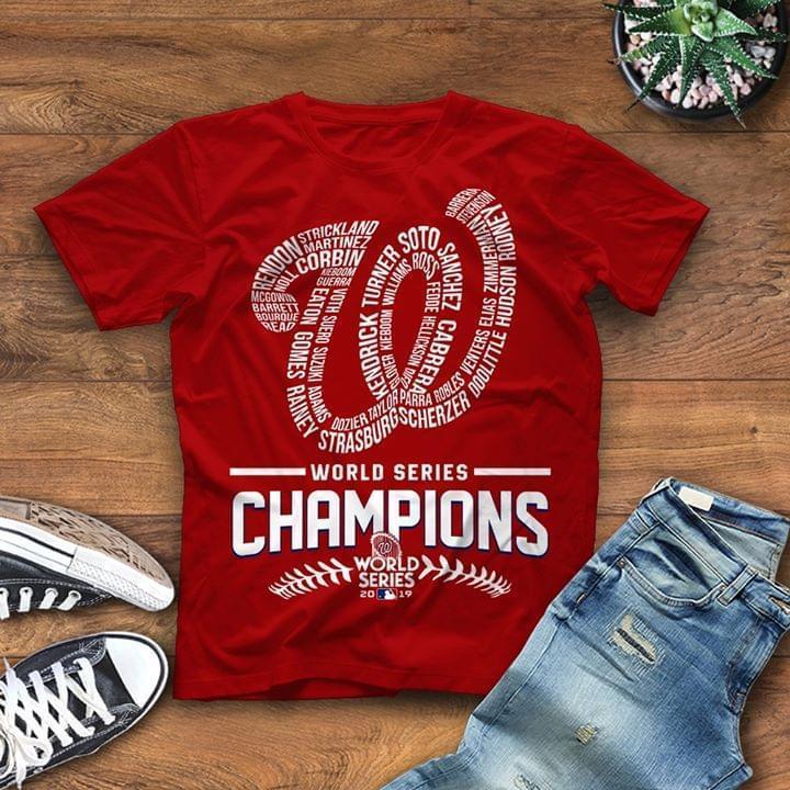 Washington Nationals World Series Champions 2019 Player Name Logo Typography T Shirt