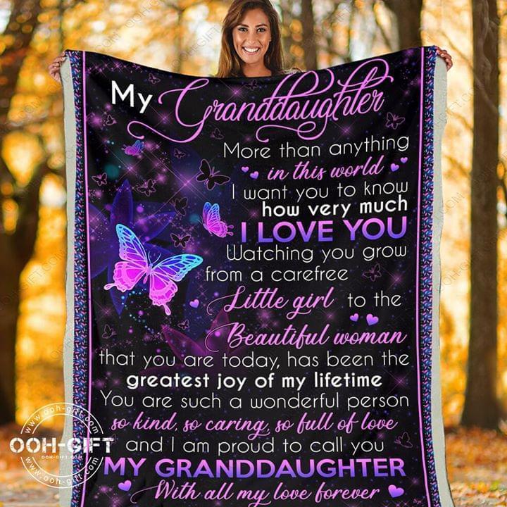 To Granddaughter I Want You To Know I Love You Watching You Grow From A Carefree Butterfly Quilt Blanket