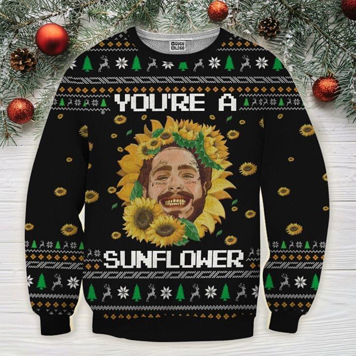 Youre A Sunflower Post Malone Ugly Christmas 3d Printed Sweatshirt 3d
