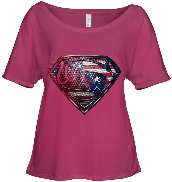 Washington Nationals And Washington Capitals Superman American Flag Layer Simpson Shirt