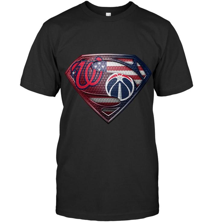 Washington Nationals And Washington Wizards Superman American Flag Layer Simpson Shirt