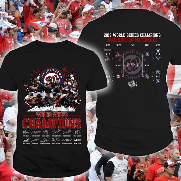 Washington Nationals World Series Champions Trophy 2019 Matches On Back T Shirt