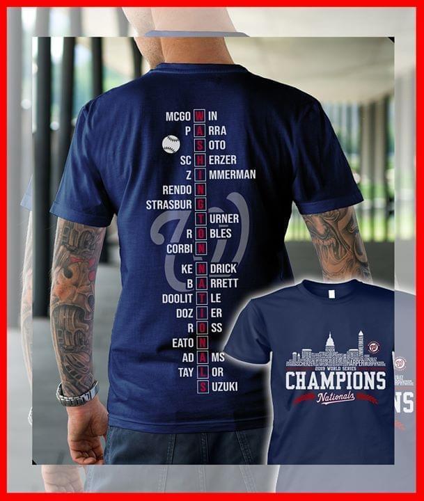 Washington Nationals Mlb World Series Champions 2019 Name Puzzle On Back T Shirt