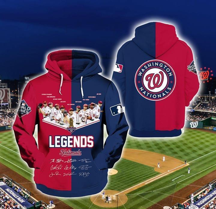 Washington Nationals World Series 2019 Champions Legends Signed Fan 3d Hoodie