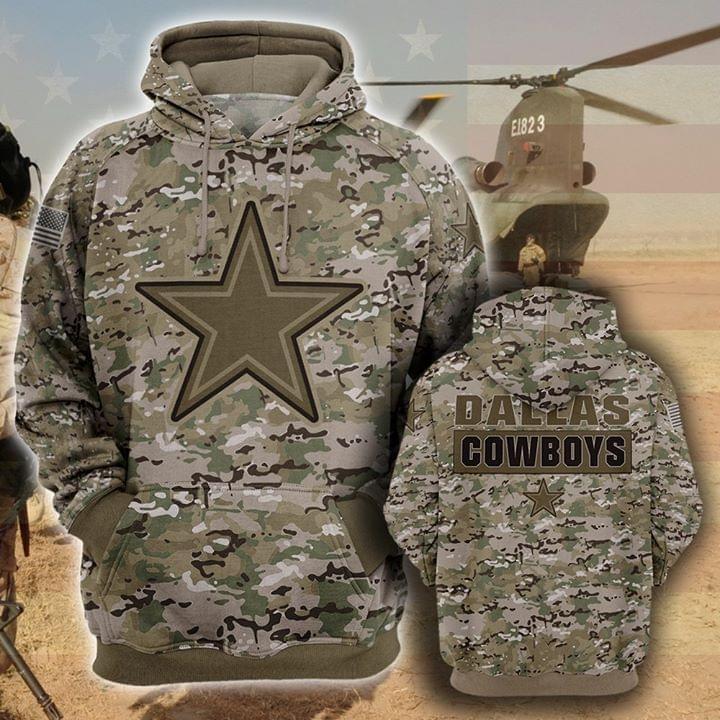 Dallas Cowboys Camourflage Veteran 3d Hoodie