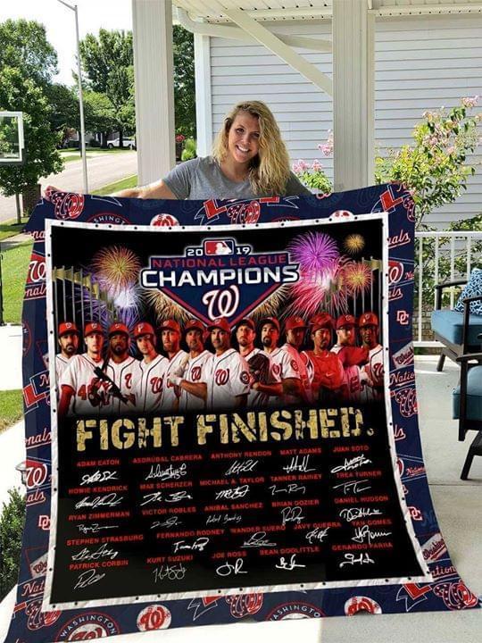 Mlb 2019 World Series Champions Washington Nationals Fight Finished All Players Signatures Quilt Blanket