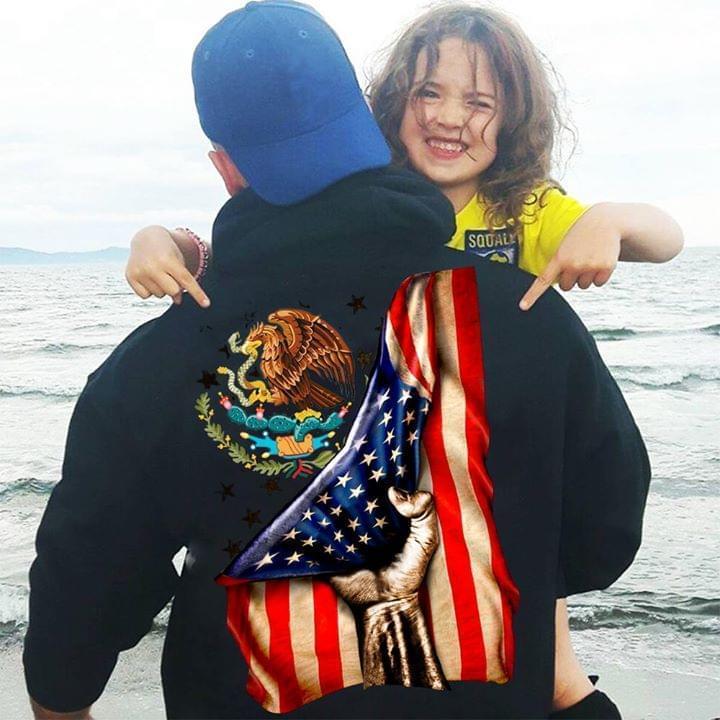 American Flag Uncover Mexican Flag Hoodie