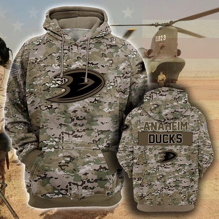 Anaheim Ducks Camouflage Veteran 3d Hoodie