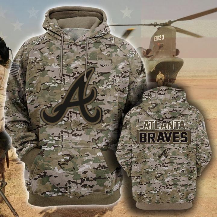 Atlanta Braves Camouflage Veteran 3d Hoodie