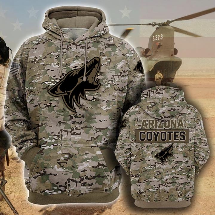 Arizona Coyotes Camouflage Veteran 3d Hoodie