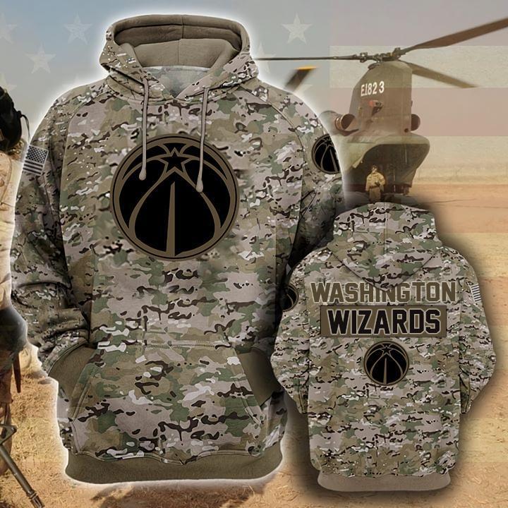 Washington Wizards Camouflage Veteran 3d Hoodie