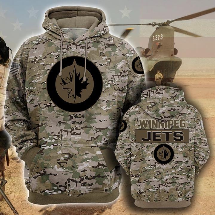 Winnipeg Jets Camouflage Veteran 3d Hoodie