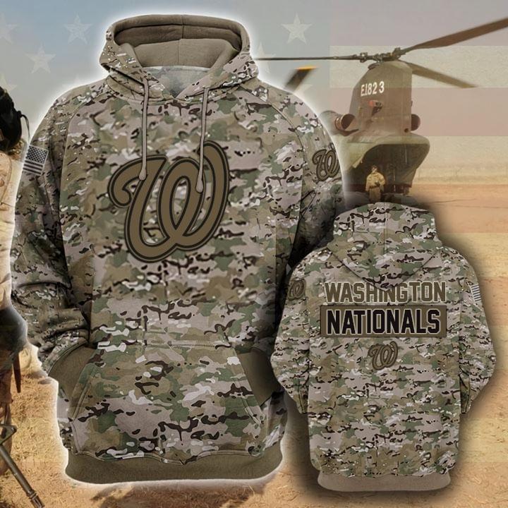 Washington Nationals Camouflage Veteran 3d Hoodie