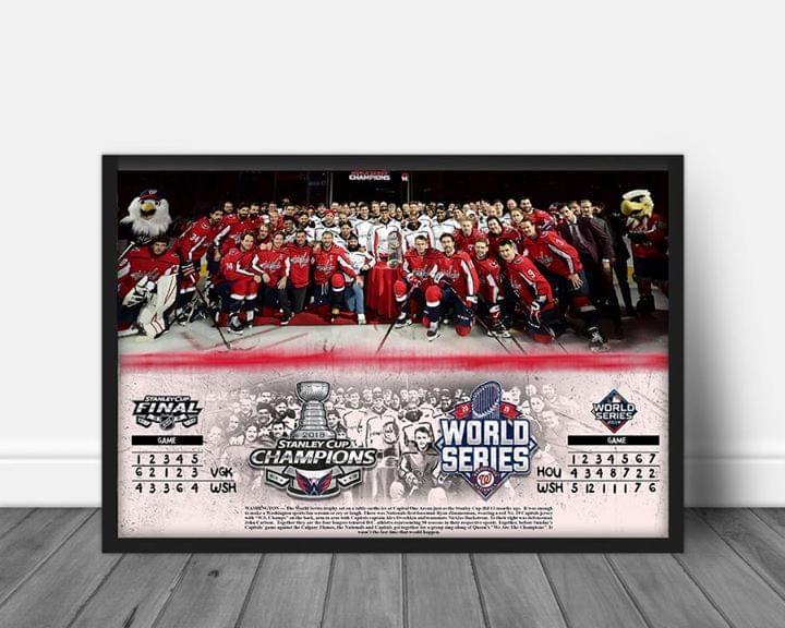 Washington Capitals Stanley Cup 2018 Champions Washington Nationals World Series 2019 Champions Poster Canvas