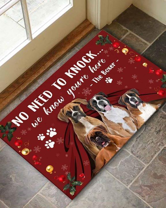No Need To Knock We Know Youre Here The Boxer Christmas Doormat Doormat