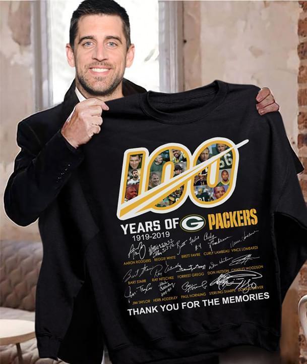 100 Years Of Green Bay Packers 1919 2019 All Players Signatures Thank You For Memories Sweatshirt