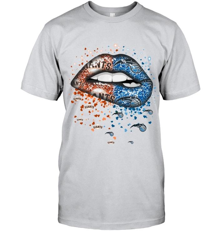 San Francisco Giants And Orlando Magic Glitter Pattern Sexy Lips T Shirt