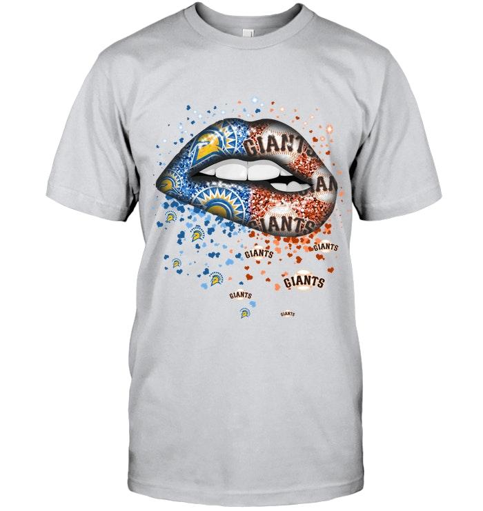 San Jose State Spartans And San Francisco Giants Glitter Pattern Sexy Lips T Shirt