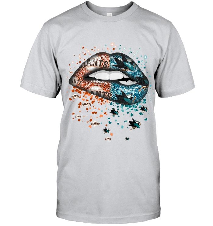 San Francisco Giants And San Jose Sharks Glitter Pattern Sexy Lips T Shirt