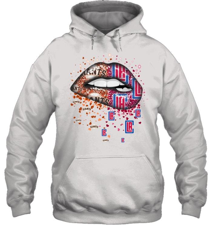 San Francisco Giants And Los Angeles Clippers Glitter Pattern Sexy Lips T Shirt