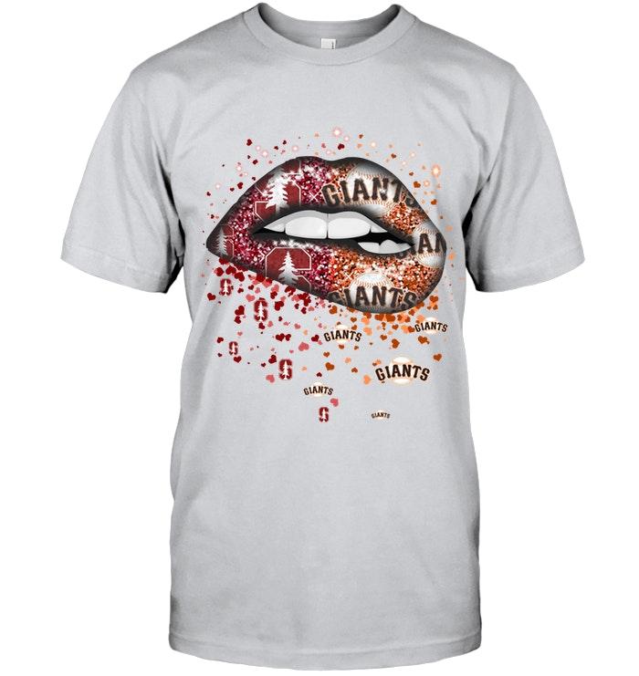 Stanford Cardinal And San Francisco Giants Glitter Pattern Sexy Lips T Shirt