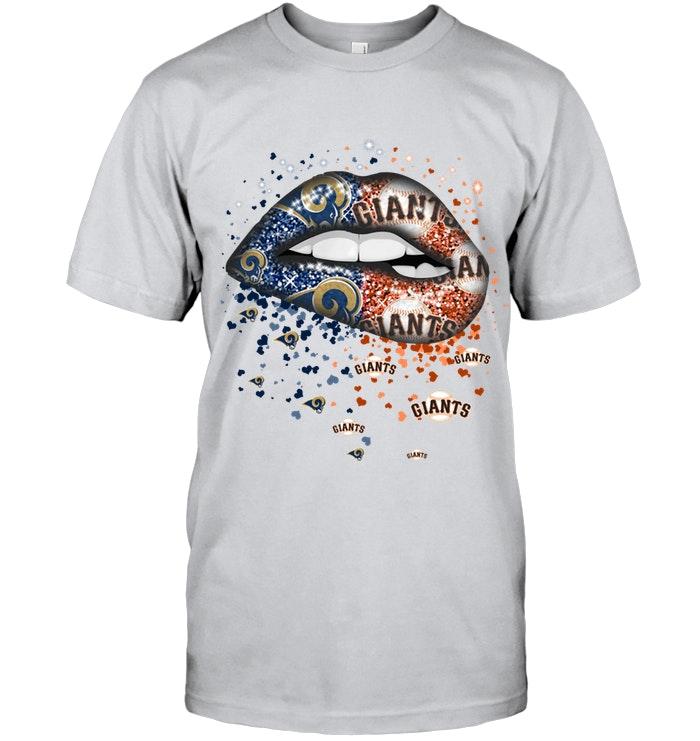 Los Angeles Rams And San Francisco Giants Glitter Pattern Sexy Lips T Shirt