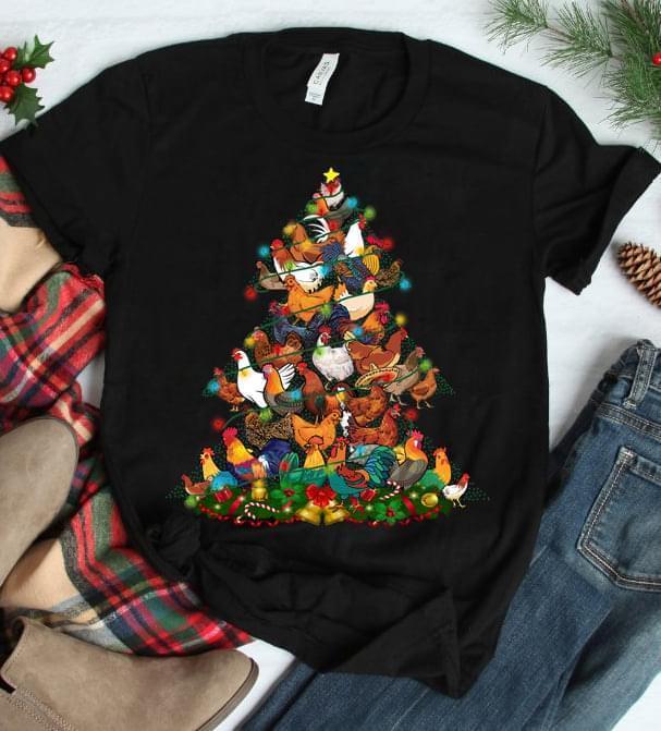Chicken Christmas Tree Chicken Farm Lover T Shirt