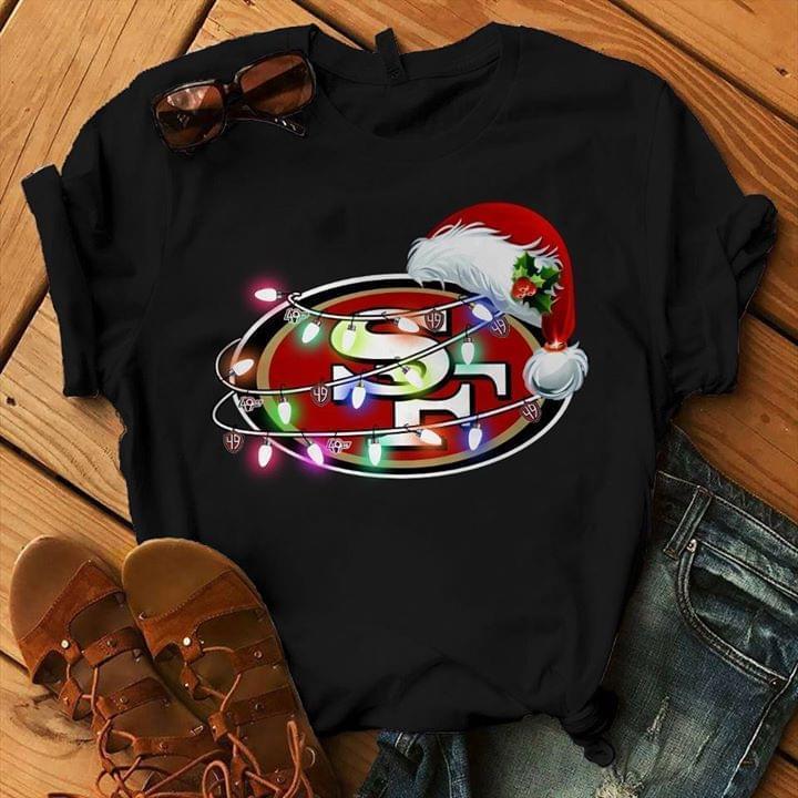 San Francisco 49ers Santa Hat Christmas T Shirt