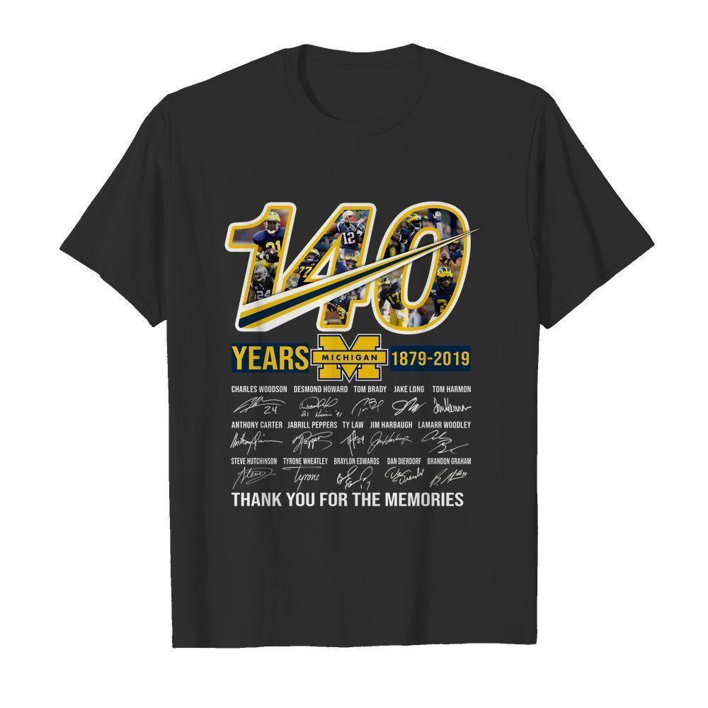 140 Years Michigan Wolverines 1879 2019 Players Signatures Thank You For Memories T Shirt