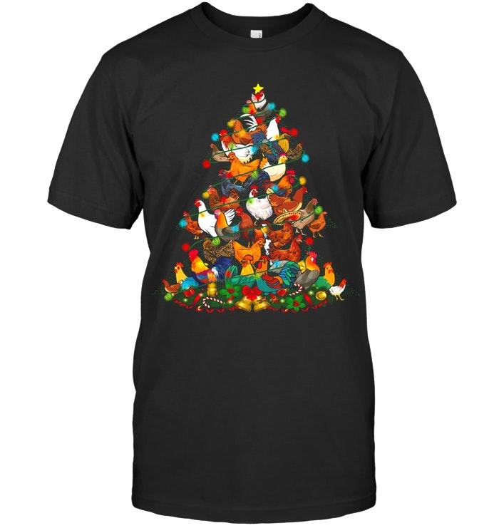 Chicken Christmas Tree Chicken Farm Lover T Shirt