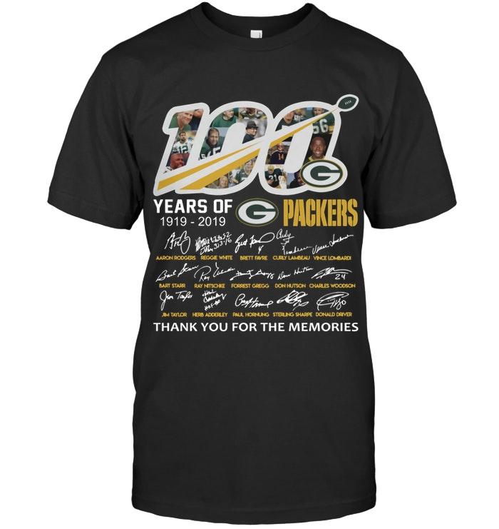 100 Years Of Green Bay Packers Thank You For The Memories With Players Signed T Shirt