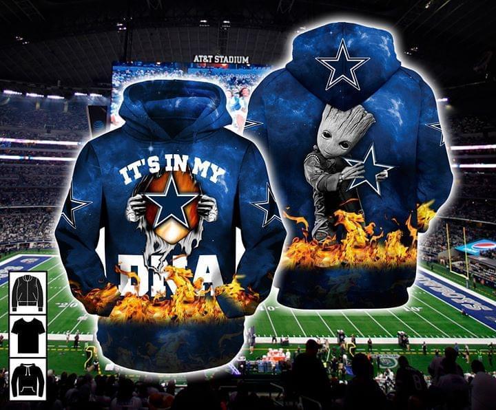 Its In My Dna Groot Loves Dallas Cowboys Fan 3d Hoodie