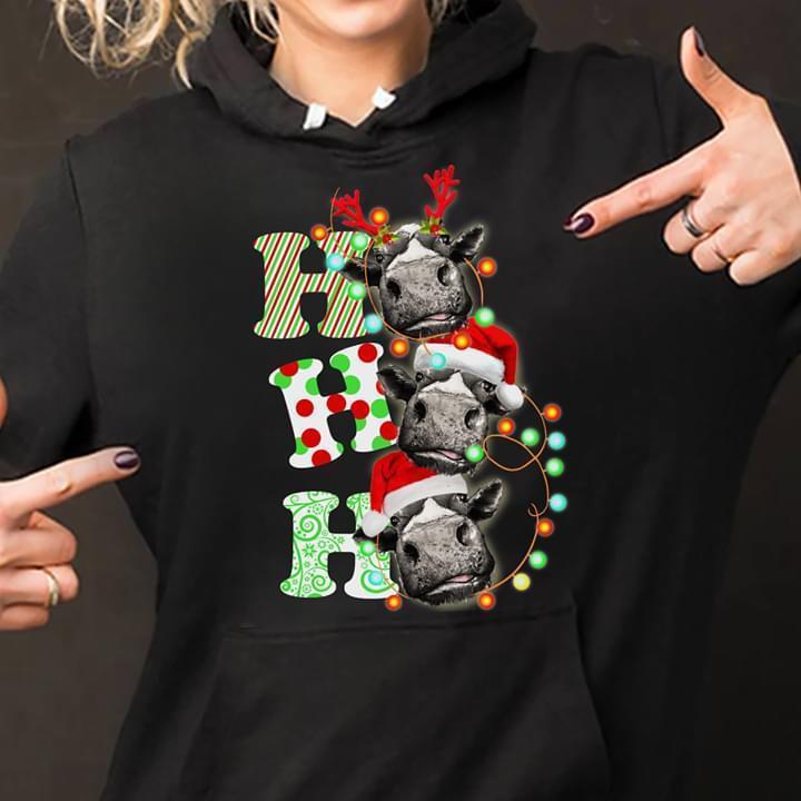 Ho Ho Ho Heifer Christmas Gift For Farmer Hoodie