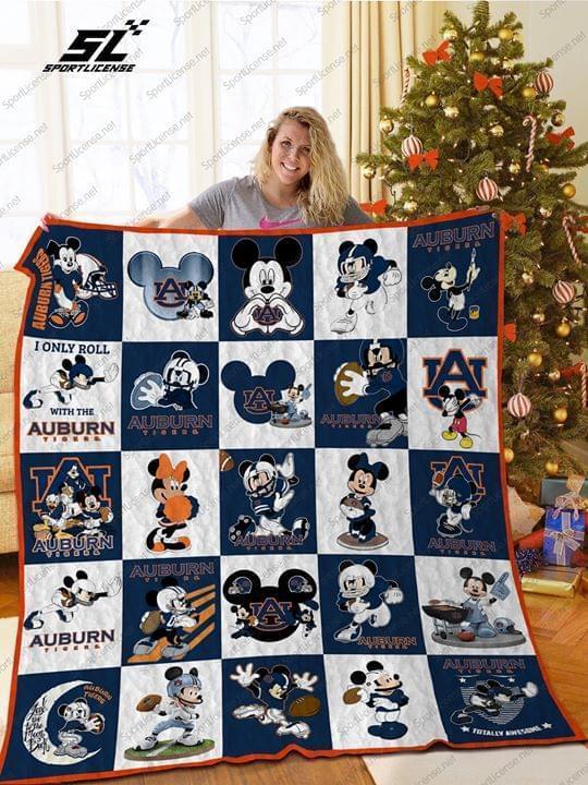 Auburn Tigers Mickey Fan Quilt Blanket Quilt Blanket