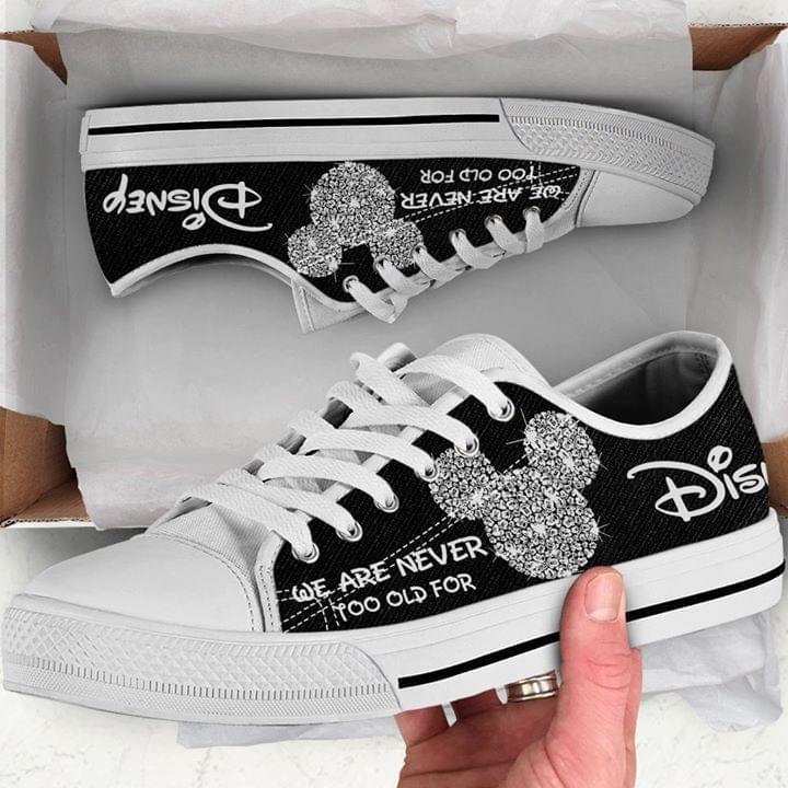 We Are Never Too Old For Disney Glitter Pattern Low Top Converse Sneakers