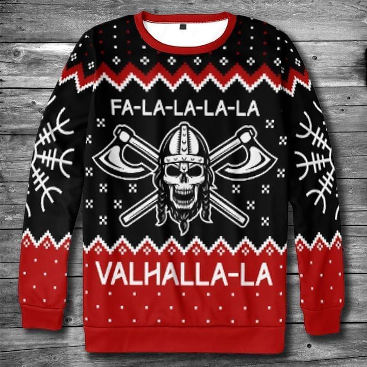 Fa La La La Valhalla La Viking Christmas Knitting Pattern Fan Quilt Blanket Sweatshirt 3d