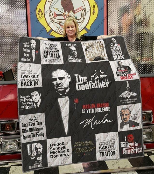 The Godfather Marlon Brando As Vito Corleone Signed Fan Quilt Blanket Quilt Blanket