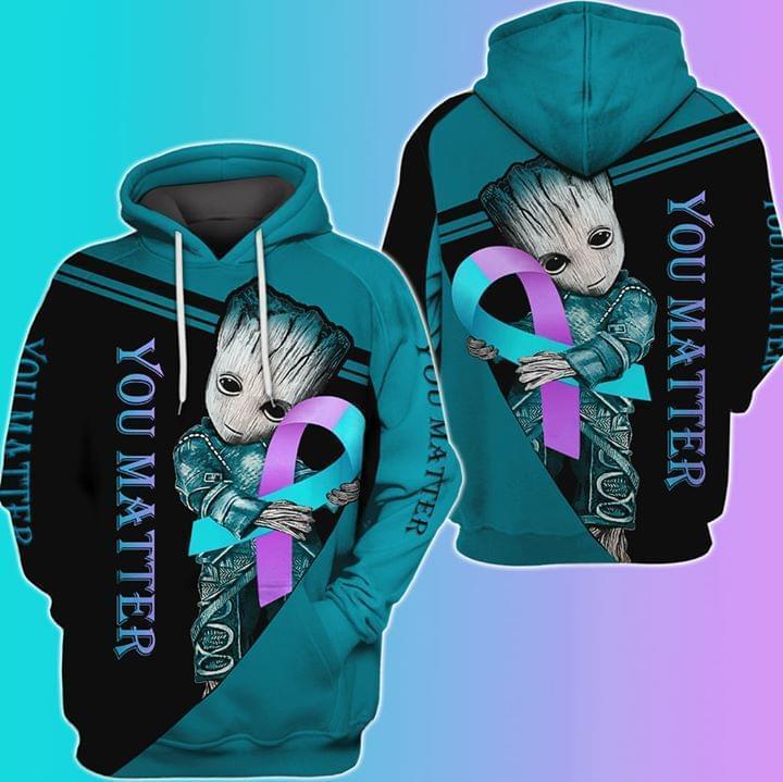 You Matter Groot Support Suicide Prevention Ribbon 3d Hoodie