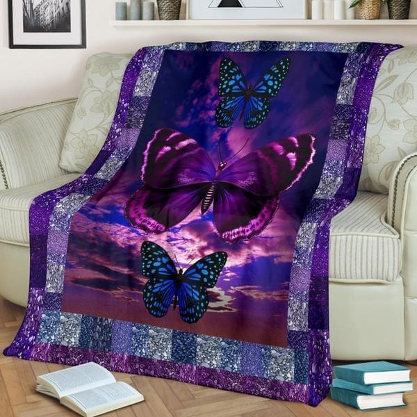 Butterfly Purple Sky Quilt Blanket