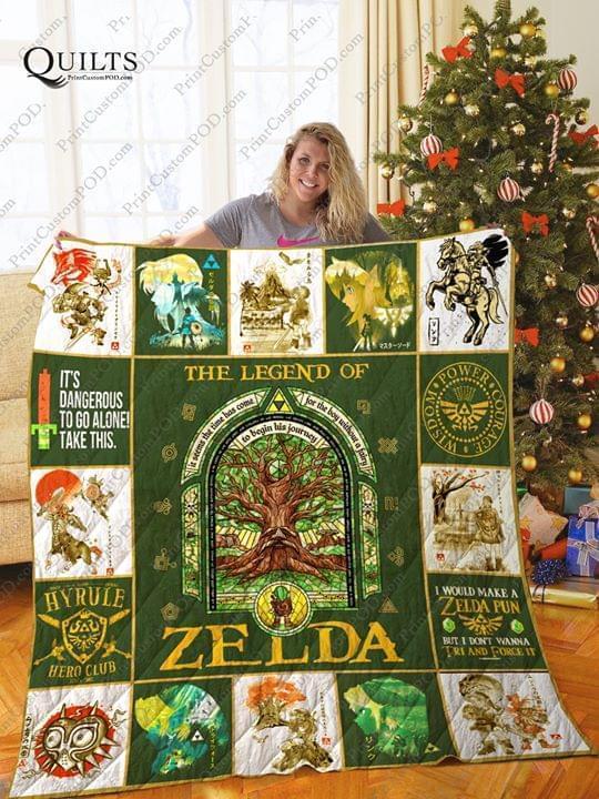The Legend Of Zelda Its Dangerous To Go Alone Take This Hyrule Hero Club Quilt Blanket