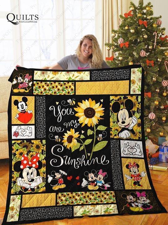 You Are My Sunshine Sunflower Mickey And Minnie Disney Quilt Blanket