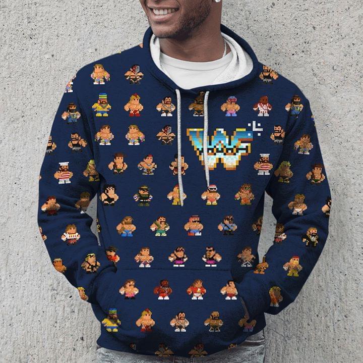 Wrestling All Star Pixel Art Christmas Knitting Pattern Hoodie