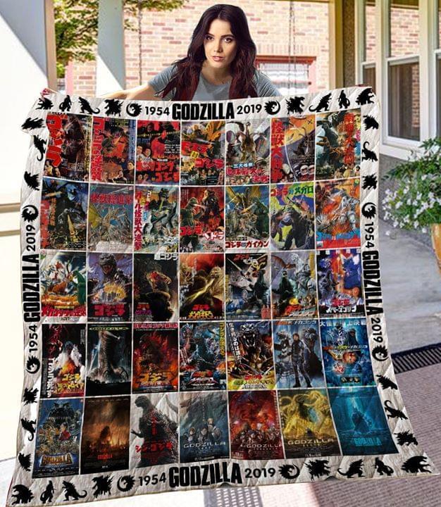 Godzilla 1954 2019 All Movies Posters Quilt Blanket Quilt Blanket