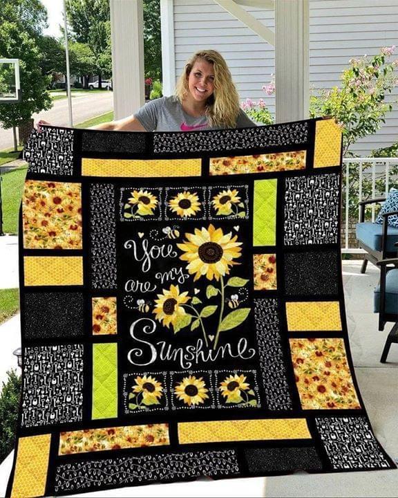 You Are My Sunshine Sunflower Pattern Quilt Blanket Quilt Blanket