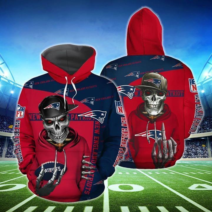 New England Patriots Hiphop Skeleton Fan 3d Hoodie